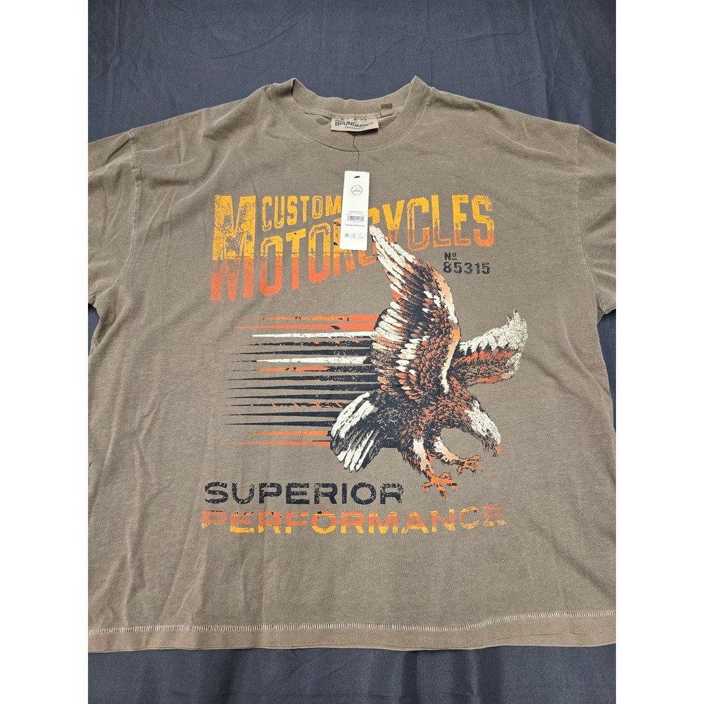 No Boundaries Mens Oversized Graphic Tee Woodchip Motor Brown Eagle Large L